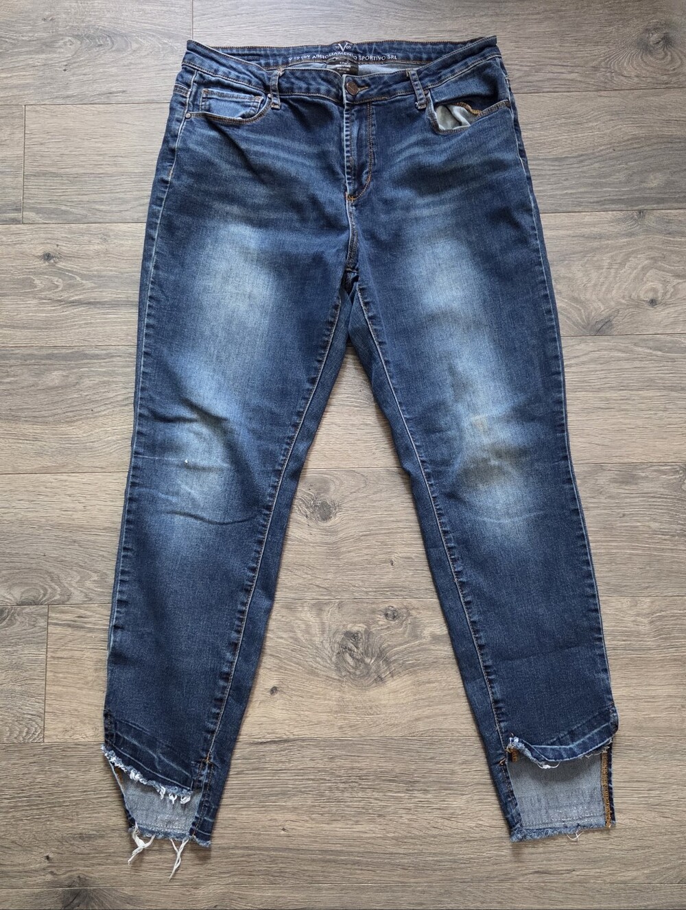 Versace Jeans Collection Dark Blue Skinny Jeans with Distressed Hem